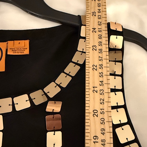 Tory Burch Silk Black Sleeveless Blouse Gold Paillettes 8 Festive Nite Out Party - Picture 9 of 11